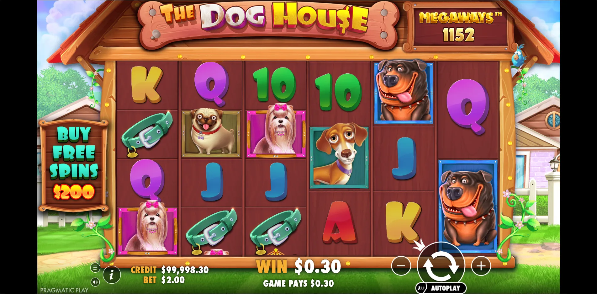 The Dog House Megaways slot gameplay screenshot