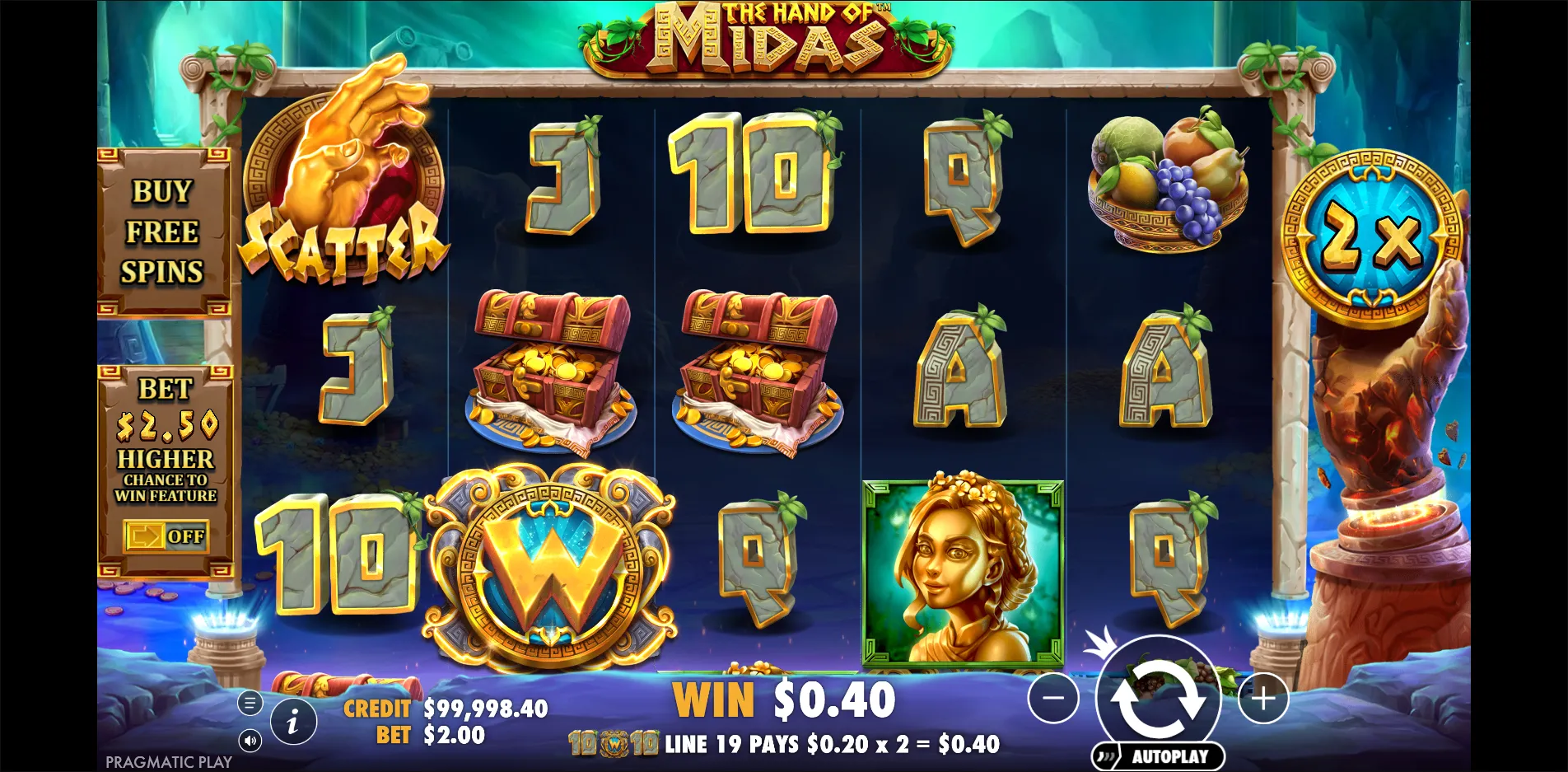 The Hand of Midas slot gameplay screenshot