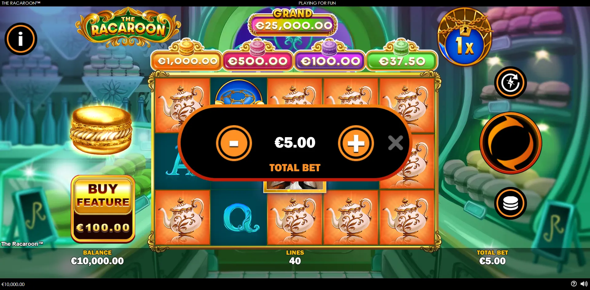 The Racaroon slot gameplay screenshot