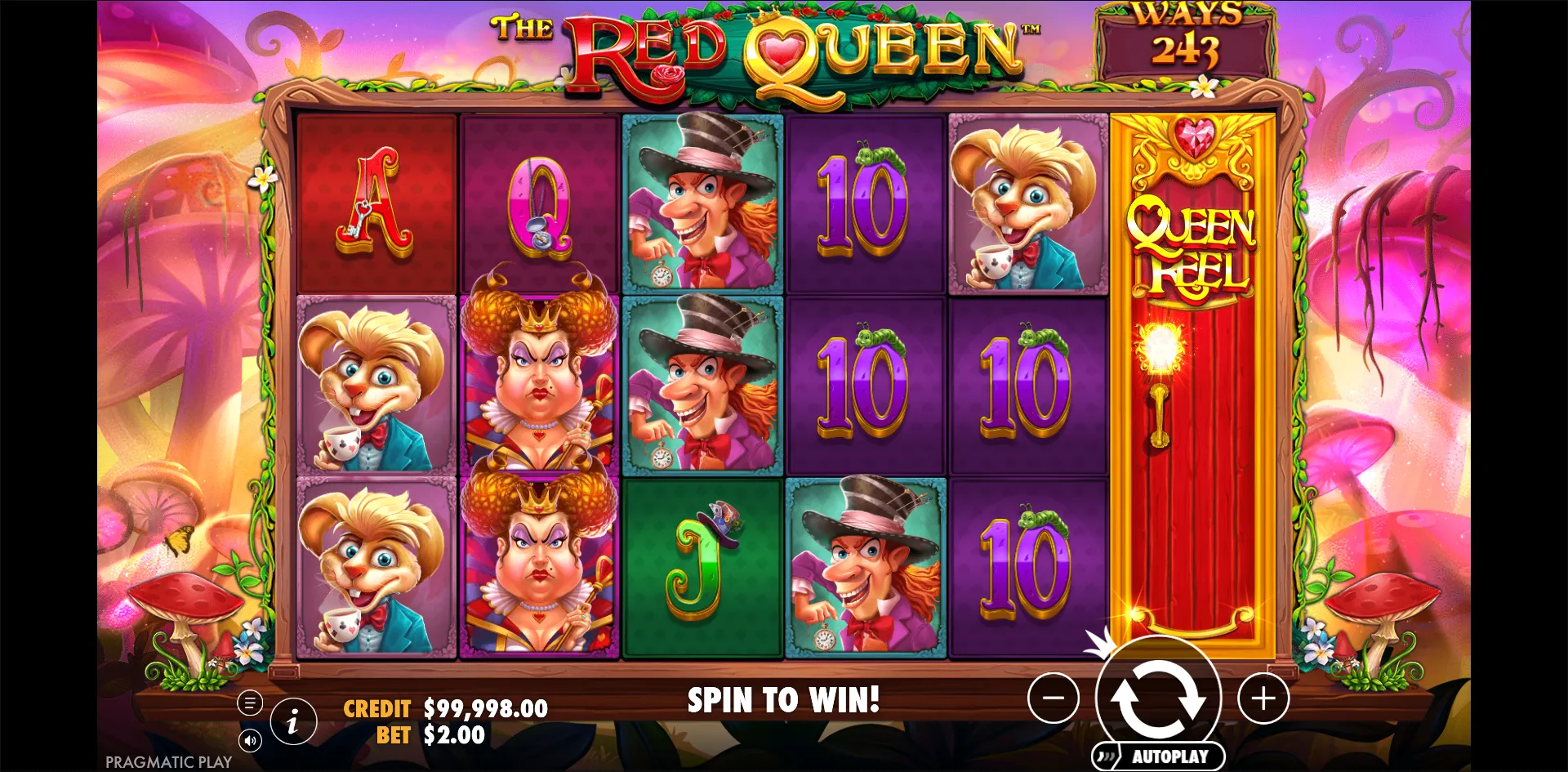 The Red Queen slot gameplay screenshot