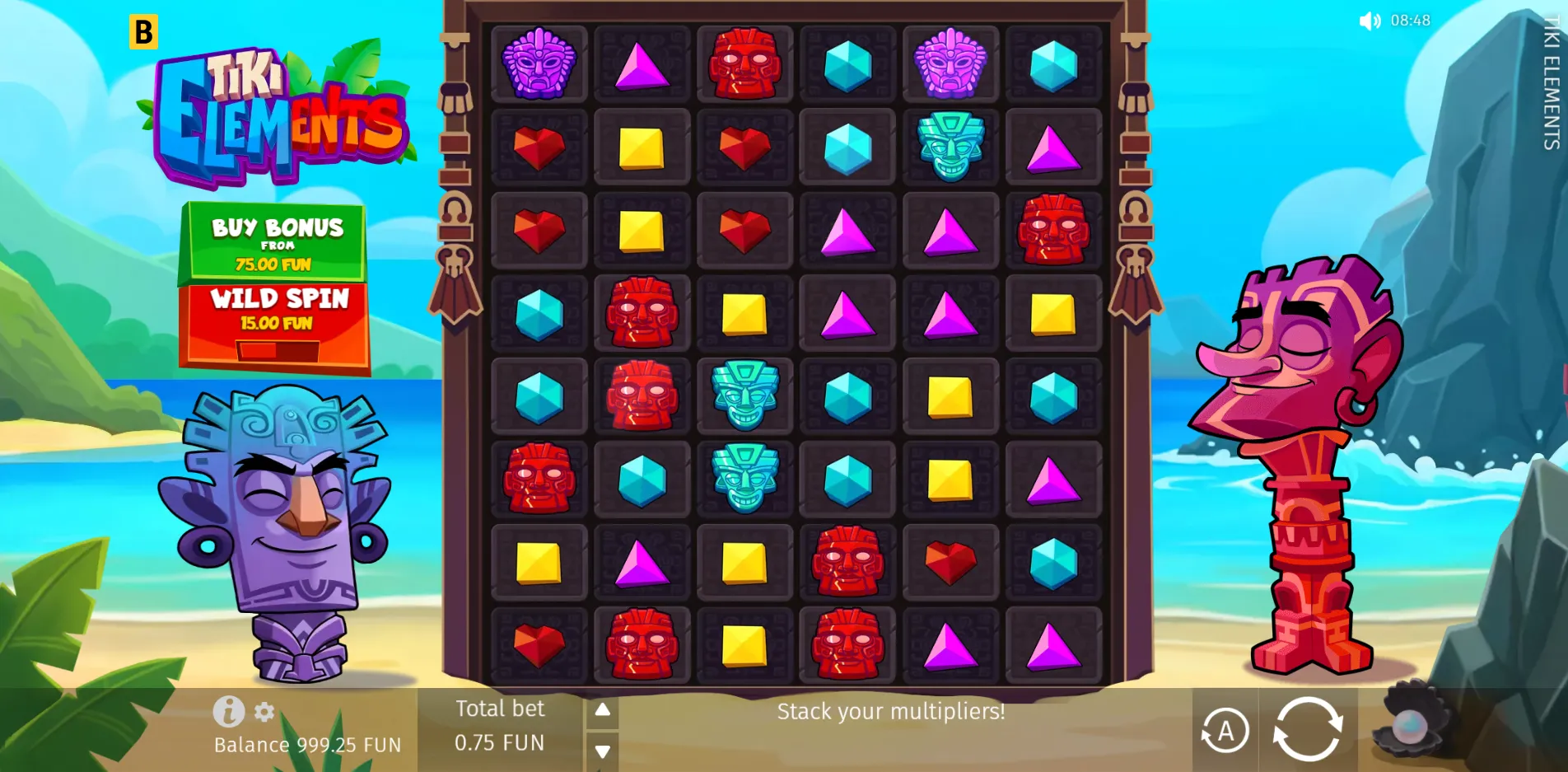 Tiki Elements slot gameplay screenshot