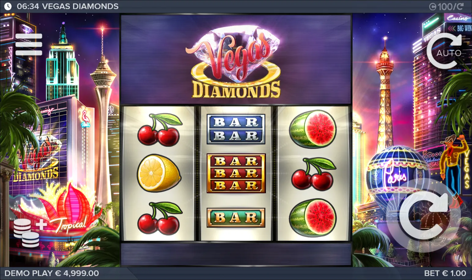 Vegas Diamonds slot gameplay screenshot