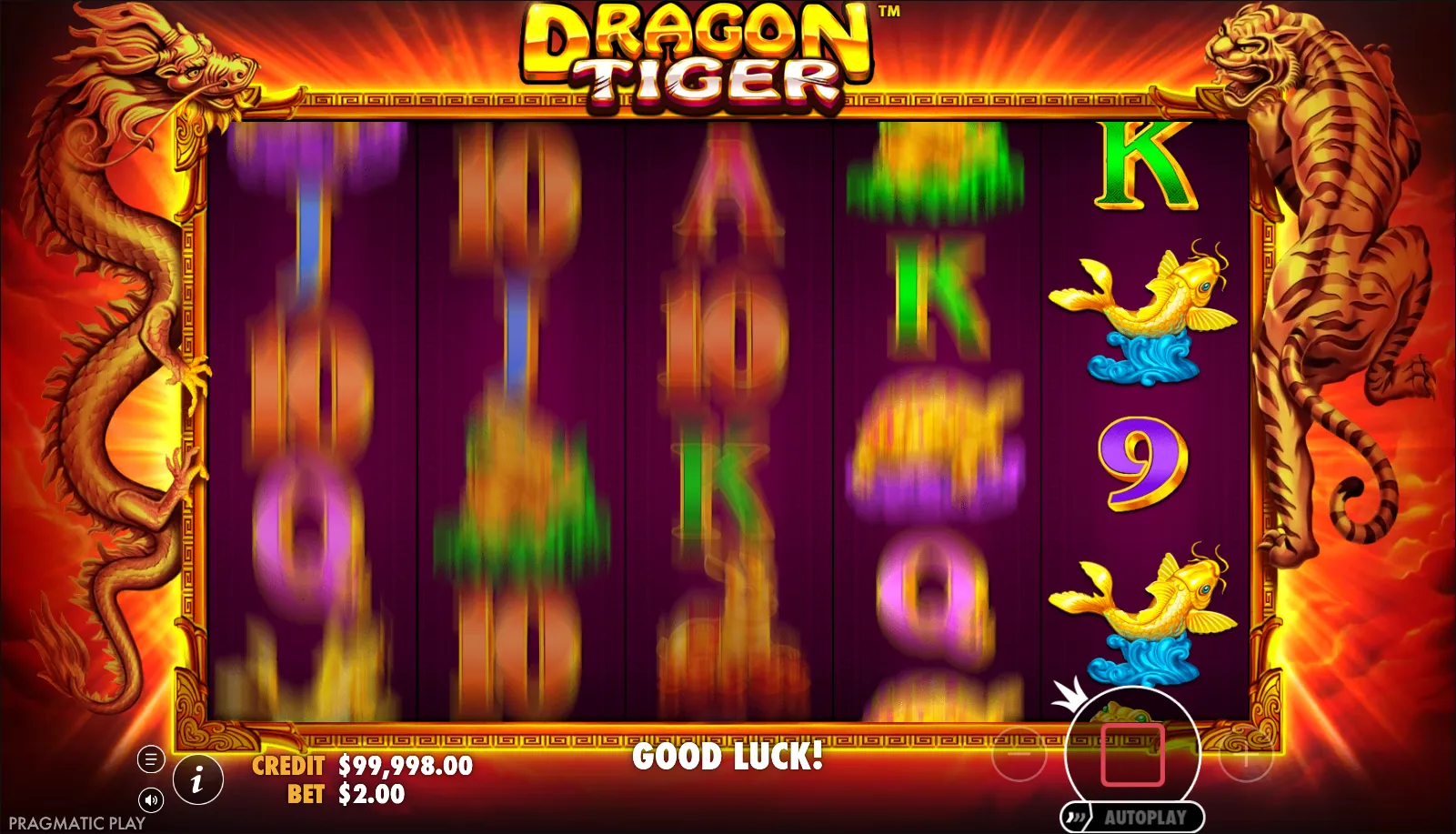 Dragon Tiger slot gameplay screenshot