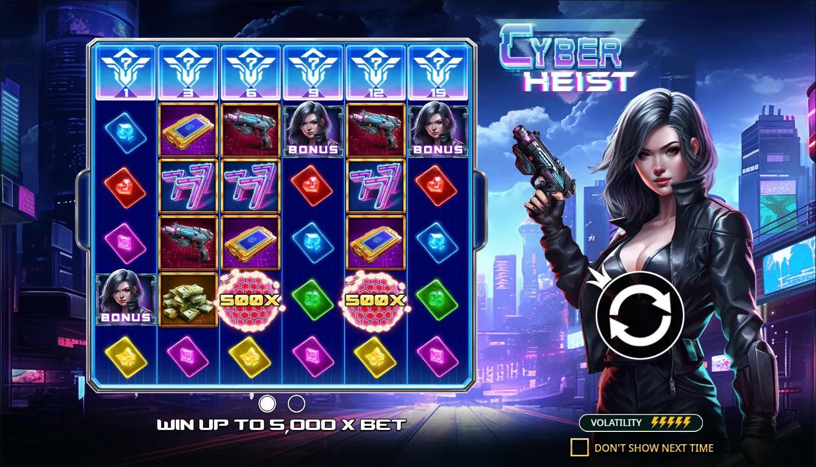 Cyber Heist slot gameplay screenshot