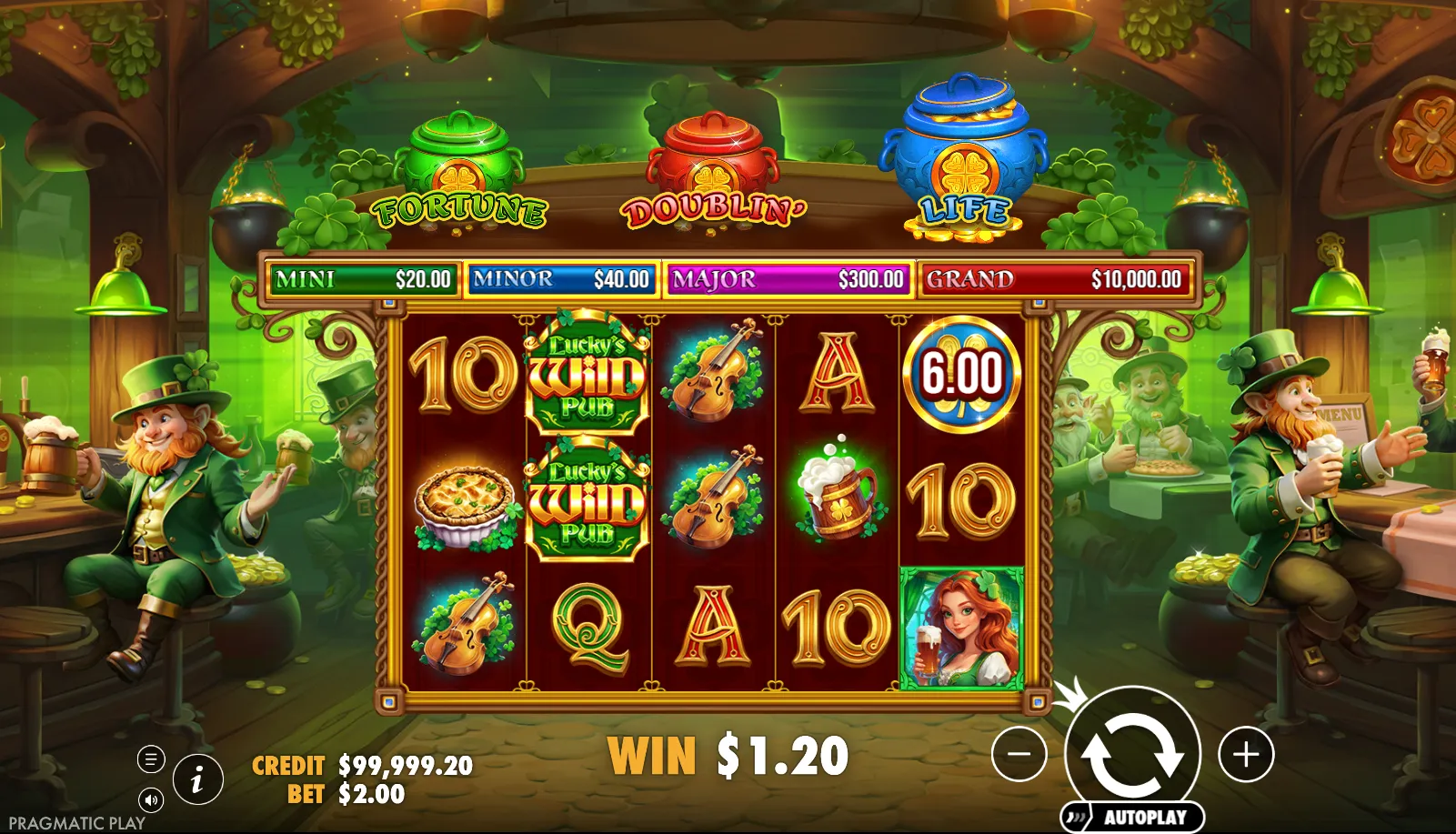 Lucky's Wild Pub slot gameplay screenshot