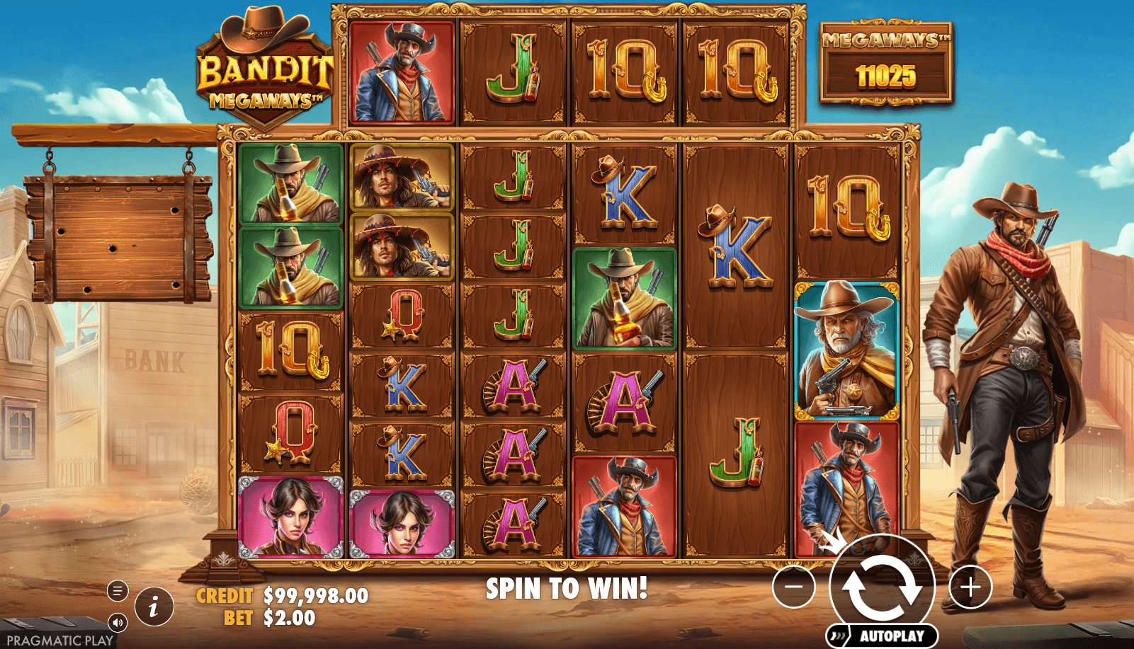Bandit Megaways slot gameplay screenshot