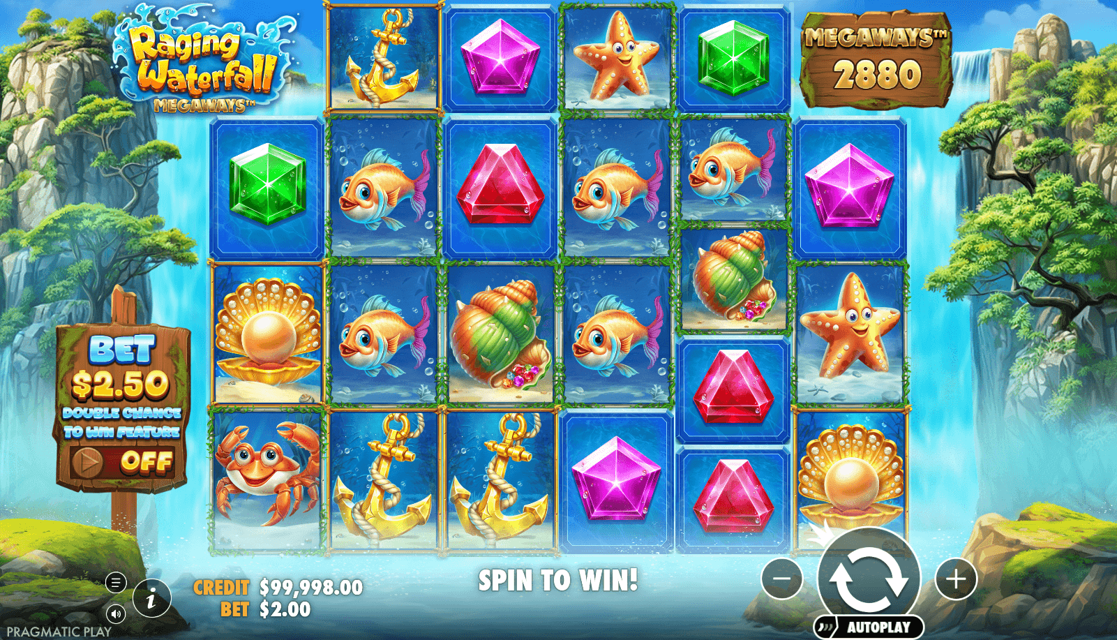 Raging Waterfall Megaways slot gameplay screenshot
