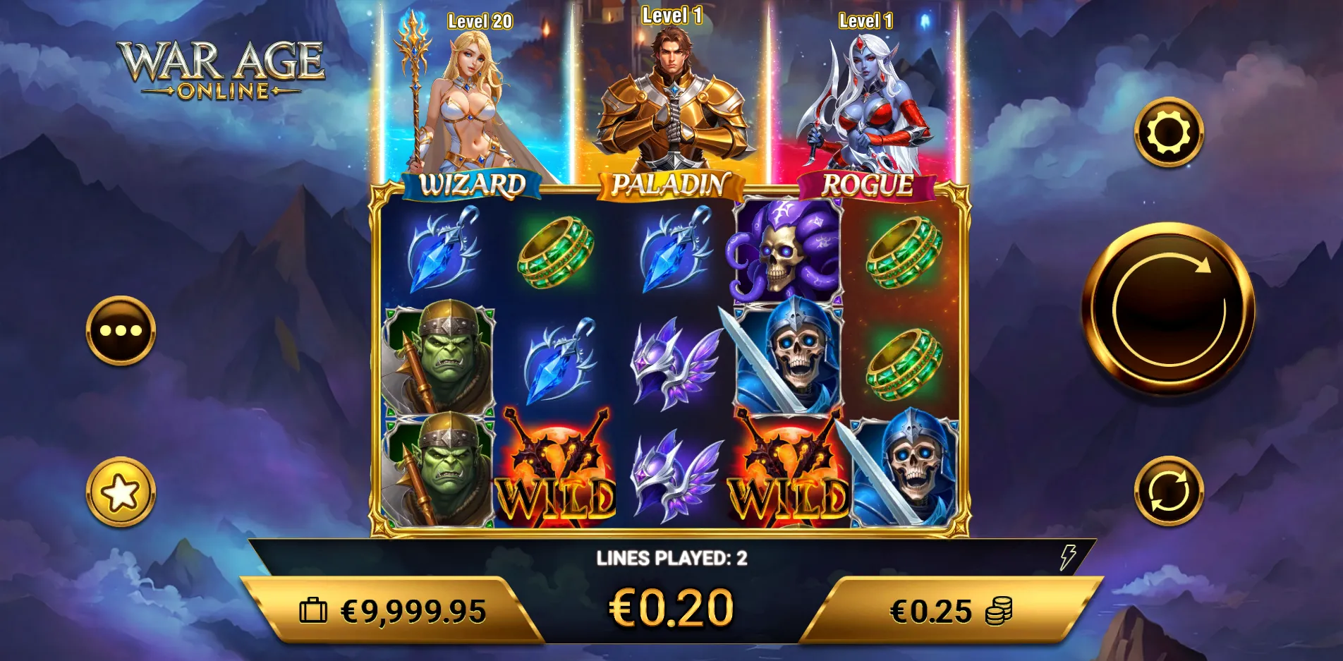 WarAge Online slot gameplay screenshot