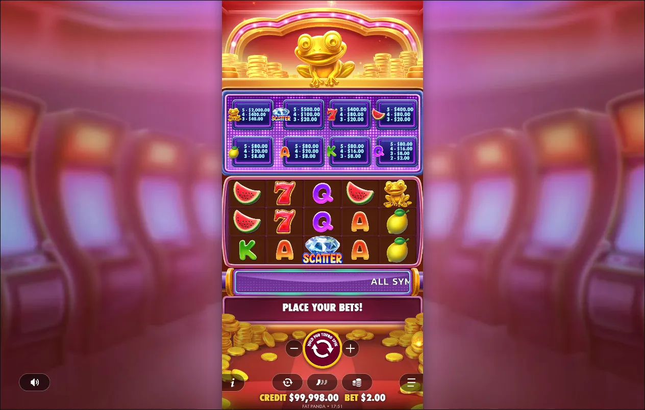 Wealthy Frog slot gameplay screenshot