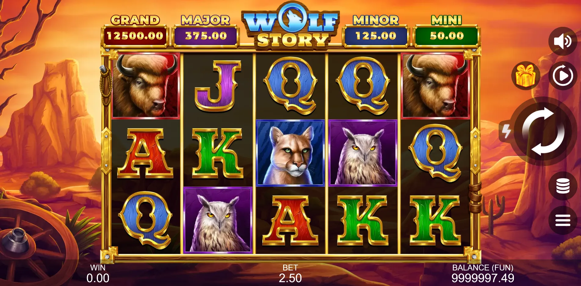 Wolf Story slot gameplay screenshot