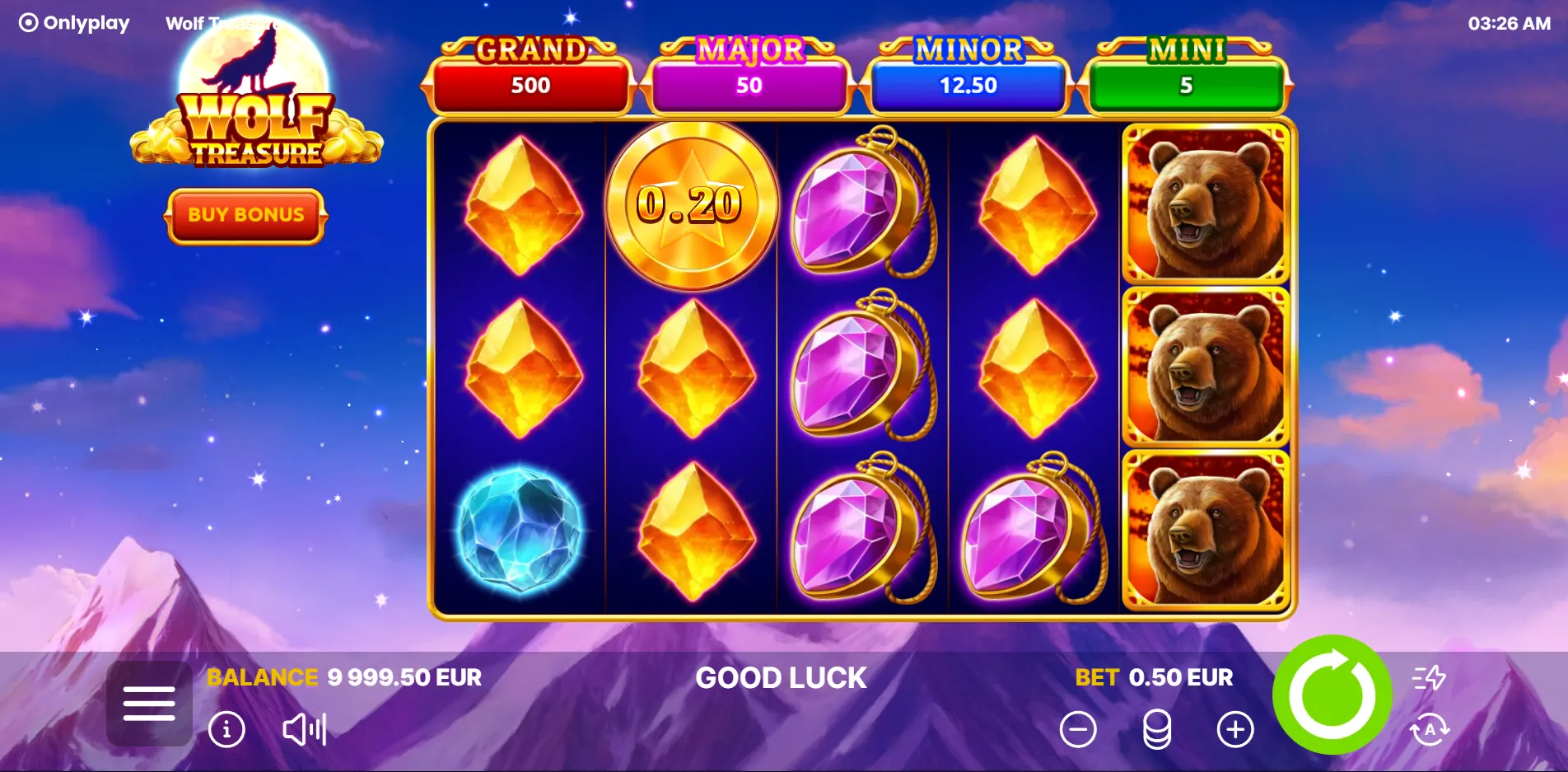 Wolf Treasure slot gameplay screenshot