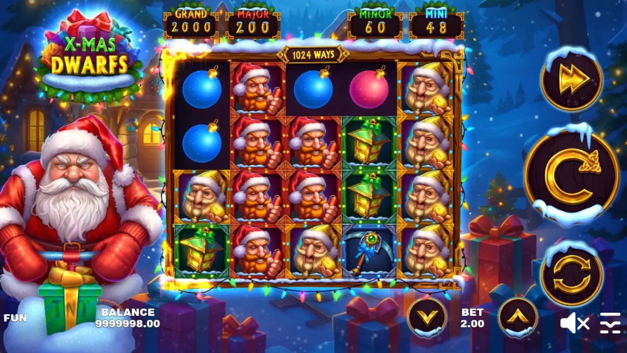 xMas Dwarfs slot gameplay screenshot