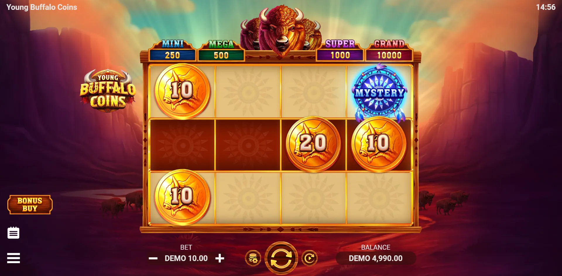 Young Buffalo Coins slot gameplay screenshot