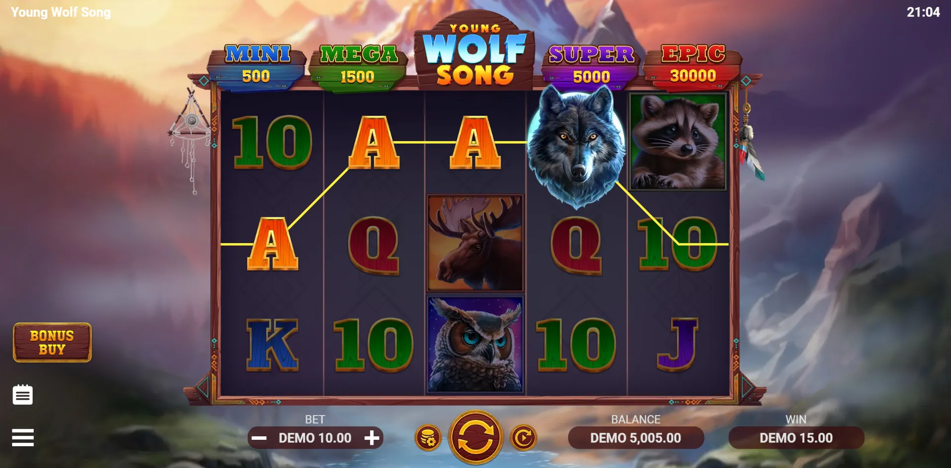 Young Wolf Song slot gameplay screenshot