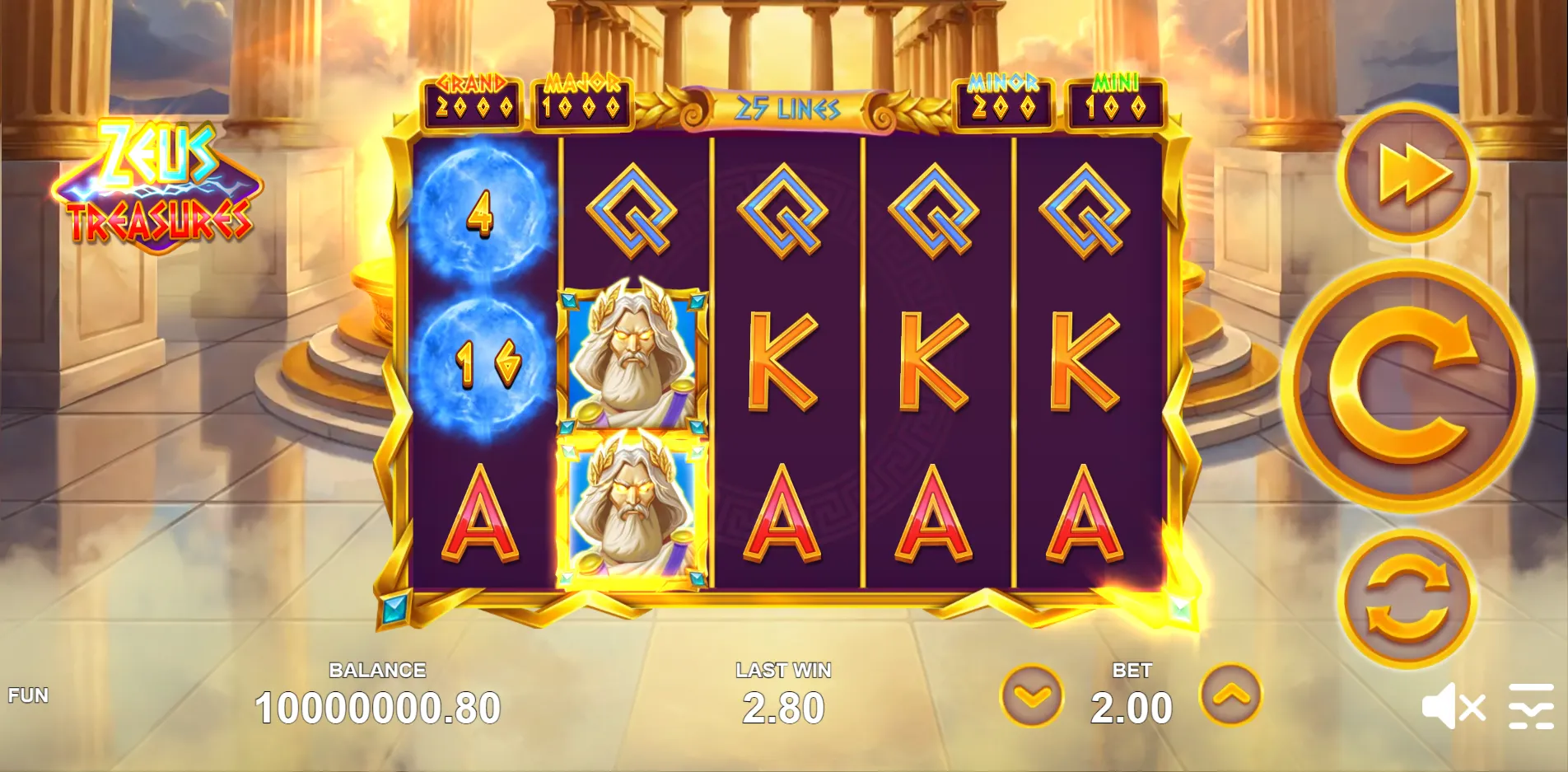 Zeus Treasures slot gameplay screenshot
