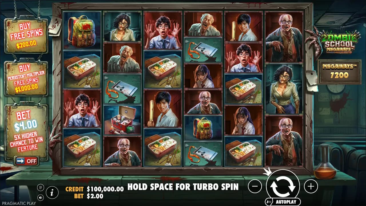Zombie School Megaways slot gameplay screenshot